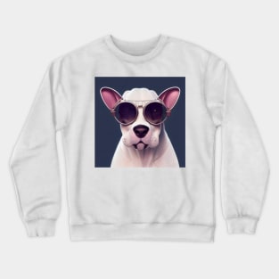 Bull Terrier wearing a aviator glasses Crewneck Sweatshirt